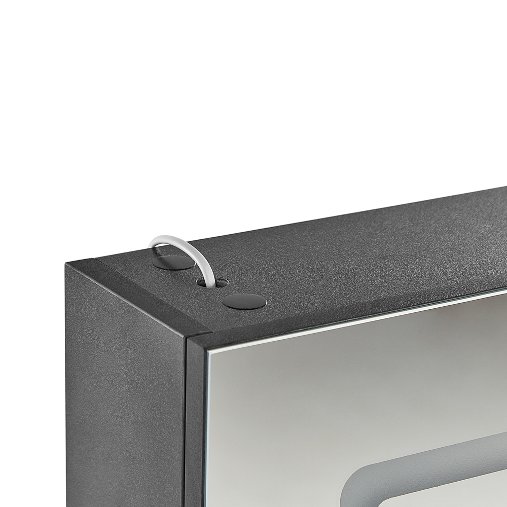 Specchiera da bagno in vetro nero e legno ingegnerizzato con LED 40 x 60 cm Design moderno