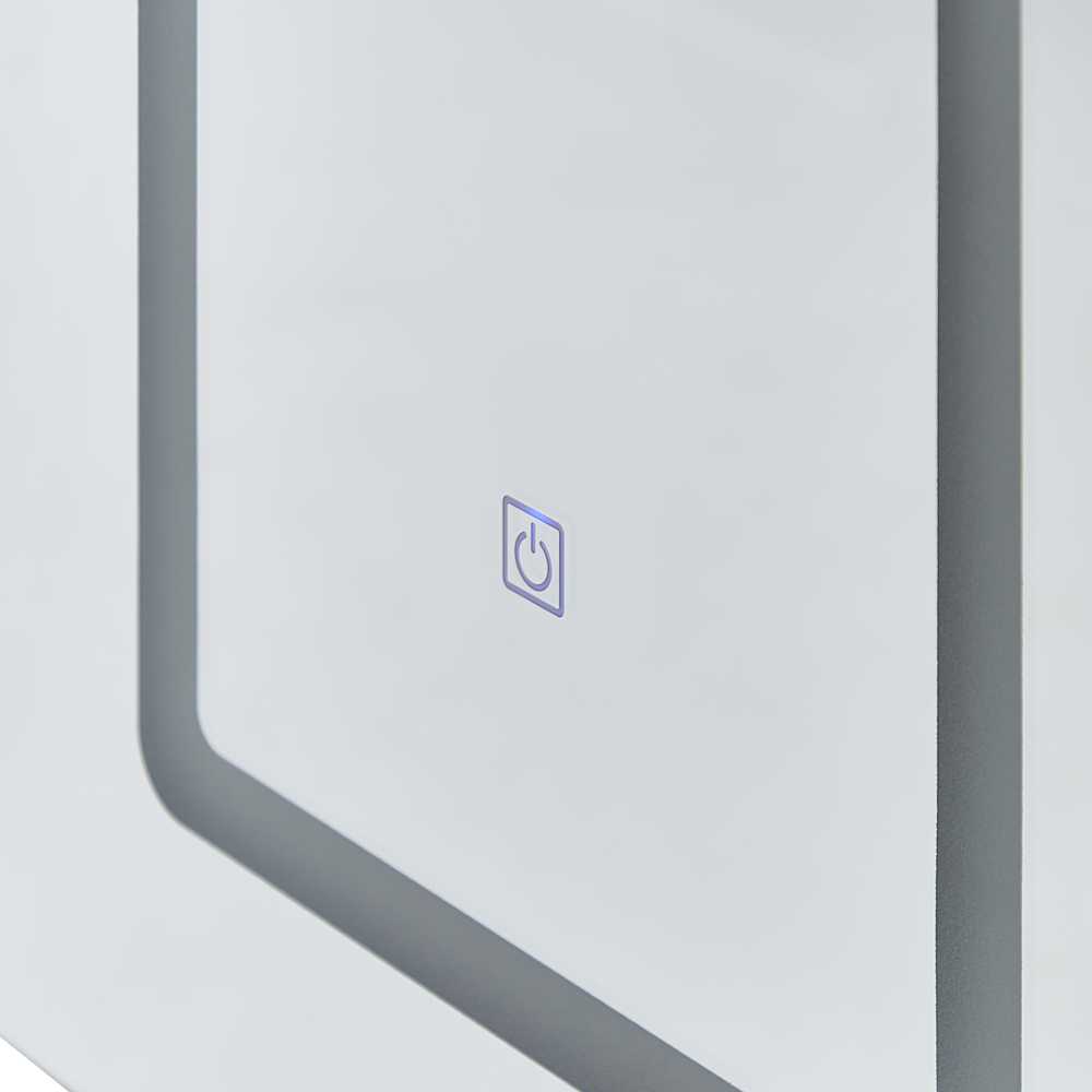 Specchiera da bagno in vetro nero e legno ingegnerizzato con LED 40 x 60 cm Design moderno