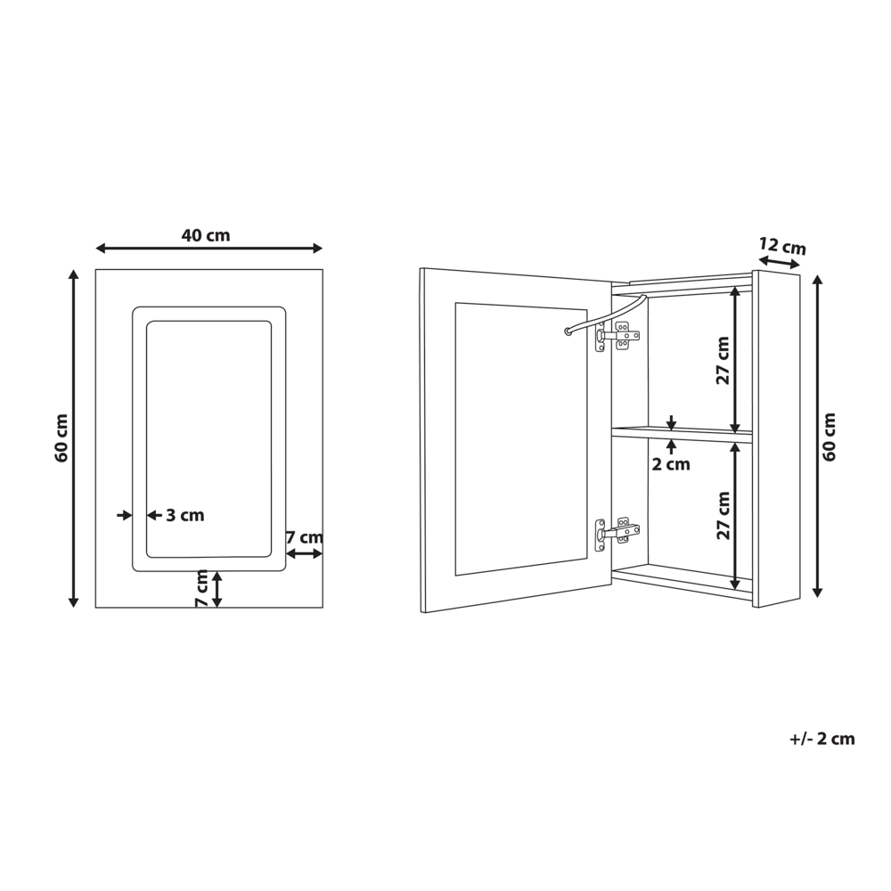 Specchiera da bagno in vetro nero e legno ingegnerizzato con LED 40 x 60 cm Design moderno
