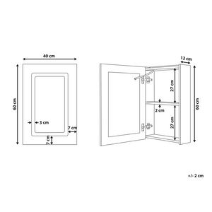 Specchiera da bagno in vetro nero e legno ingegnerizzato con LED 40 x 60 cm Design moderno
