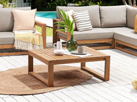 Tavolino da caffè da giardino in legno di acacia chiaro 90 x 75 cm da esterno moderno elegante