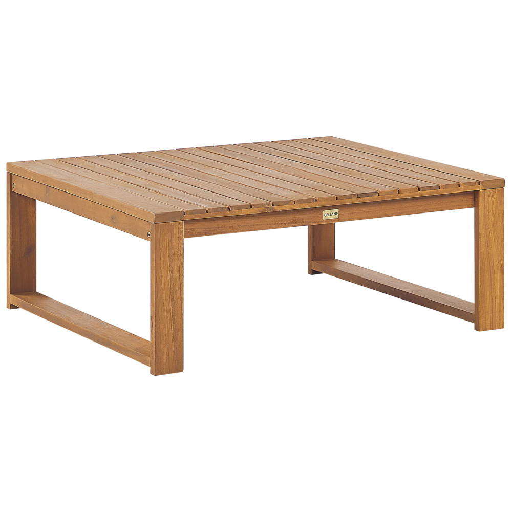 Tavolino da caffè da giardino in legno di acacia chiaro 90 x 75 cm da esterno moderno elegante