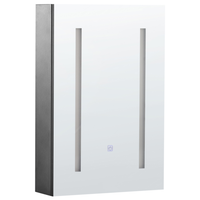 Specchiera da bagno in vetro nero e legno ingegnerizzato con LED 40 x 60 cm Design moderno