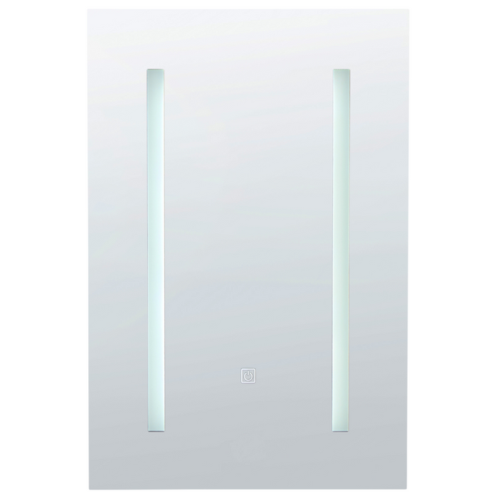 Specchiera da bagno in vetro nero e legno ingegnerizzato con LED 40 x 60 cm Design moderno