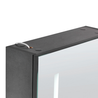 Specchiera da bagno in vetro nero e legno ingegnerizzato con LED 40 x 60 cm Design moderno