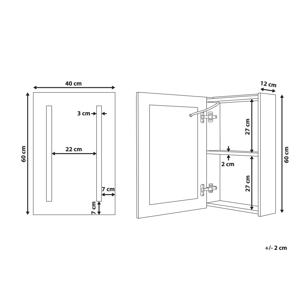 Specchiera da bagno in vetro nero e legno ingegnerizzato con LED 40 x 60 cm Design moderno