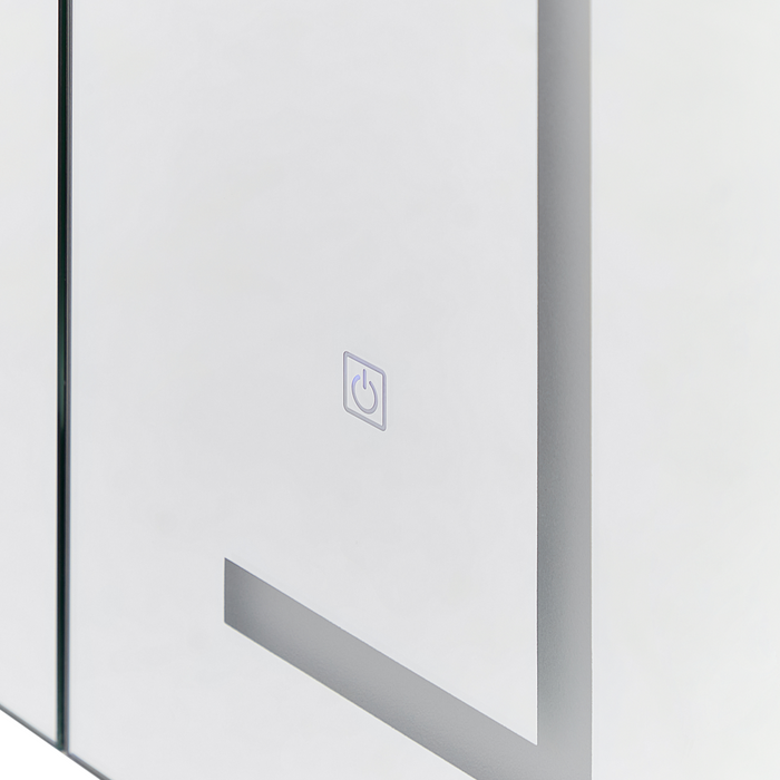 Specchio da bagno in vetro nero e legno con LED 60 x 60 cm Design moderno