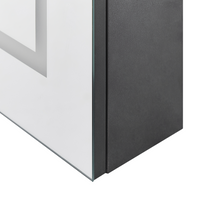 Specchio da bagno in vetro nero e legno con LED 60 x 60 cm Design moderno