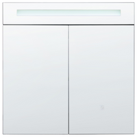 Specchiera da bagno in vetro nero e legno ingegnerizzato con LED 60 x 60 cm Design moderno