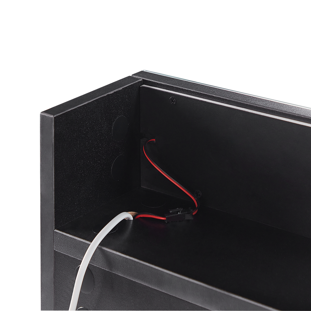 Specchiera da bagno in vetro nero e legno ingegnerizzato con LED 60 x 60 cm Design moderno