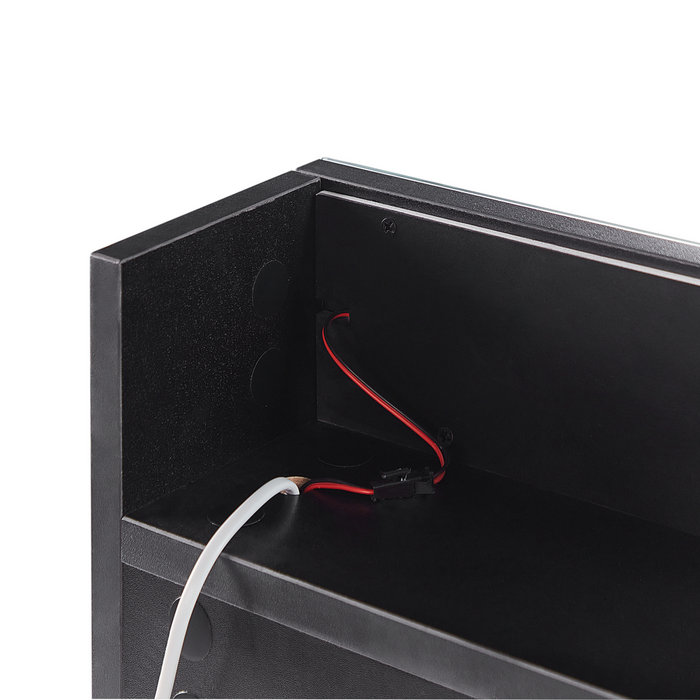 Specchiera da bagno in vetro nero e legno ingegnerizzato con LED 60 x 60 cm Design moderno