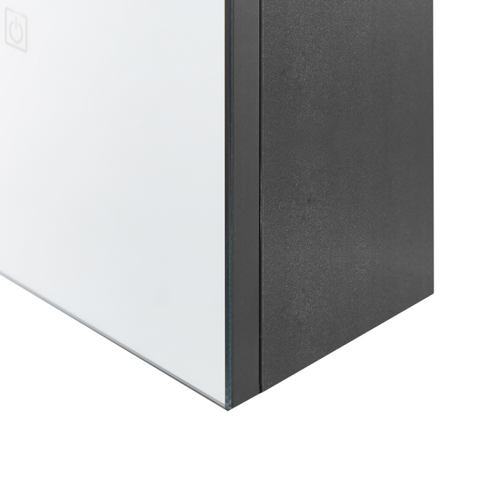 Specchiera da bagno in vetro nero e legno ingegnerizzato con LED 60 x 60 cm Design moderno