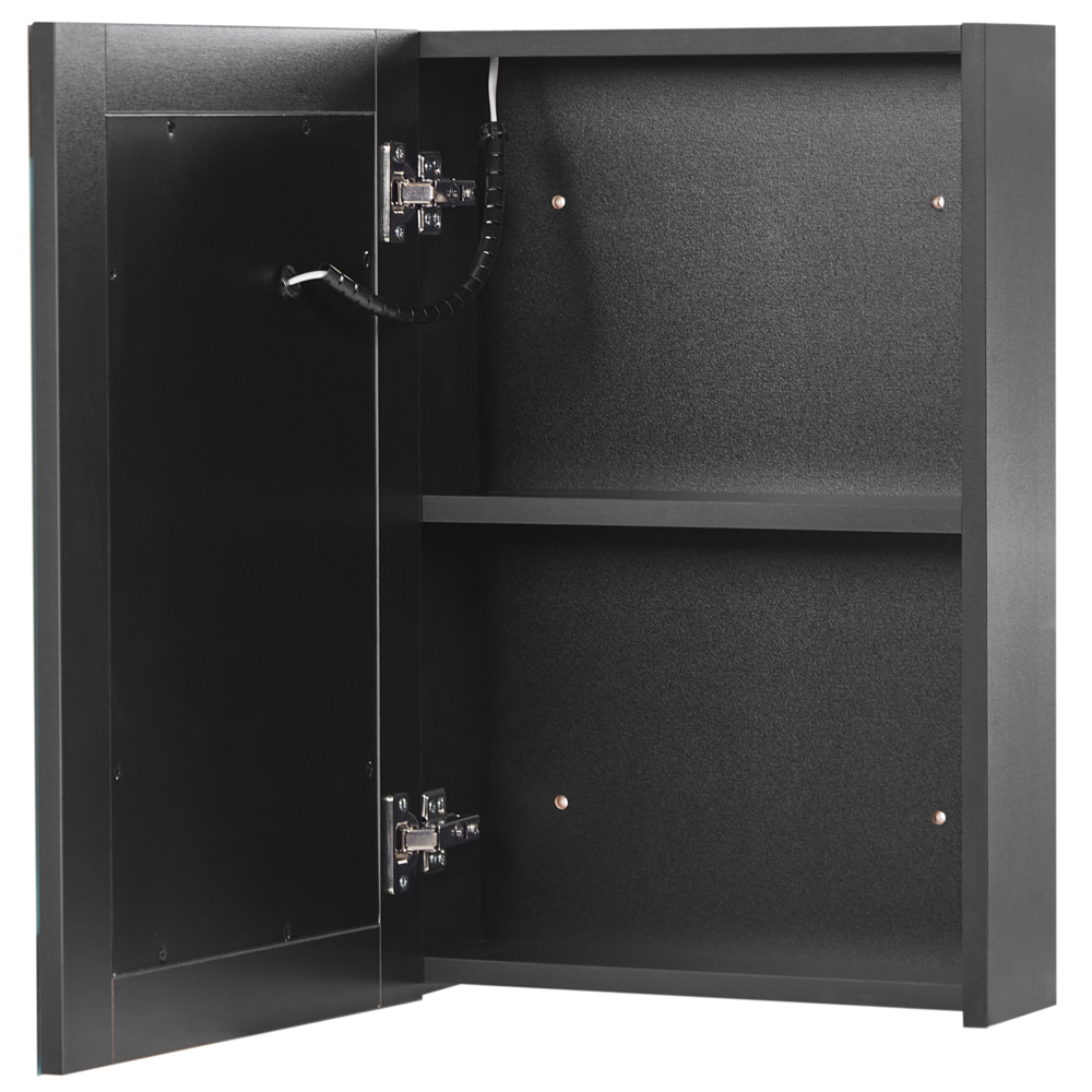 Armadietto a Muro da Bagno Nero a Specchio 40 x 60 cm stile moderno con luci LED illuminazione bagno