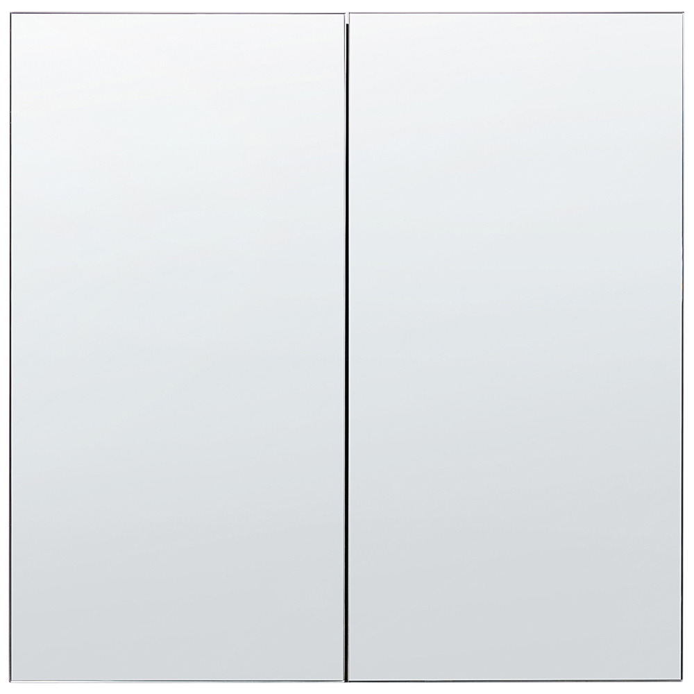 Armadietto a specchio per bagno in compensato bianco 60 x 60 cm Scaffali pensili a 2 ante