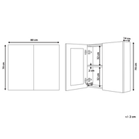 Armadietto a specchio per bagno in compensato bianco 80 x 70 cm Scaffali pensili a 2 ante