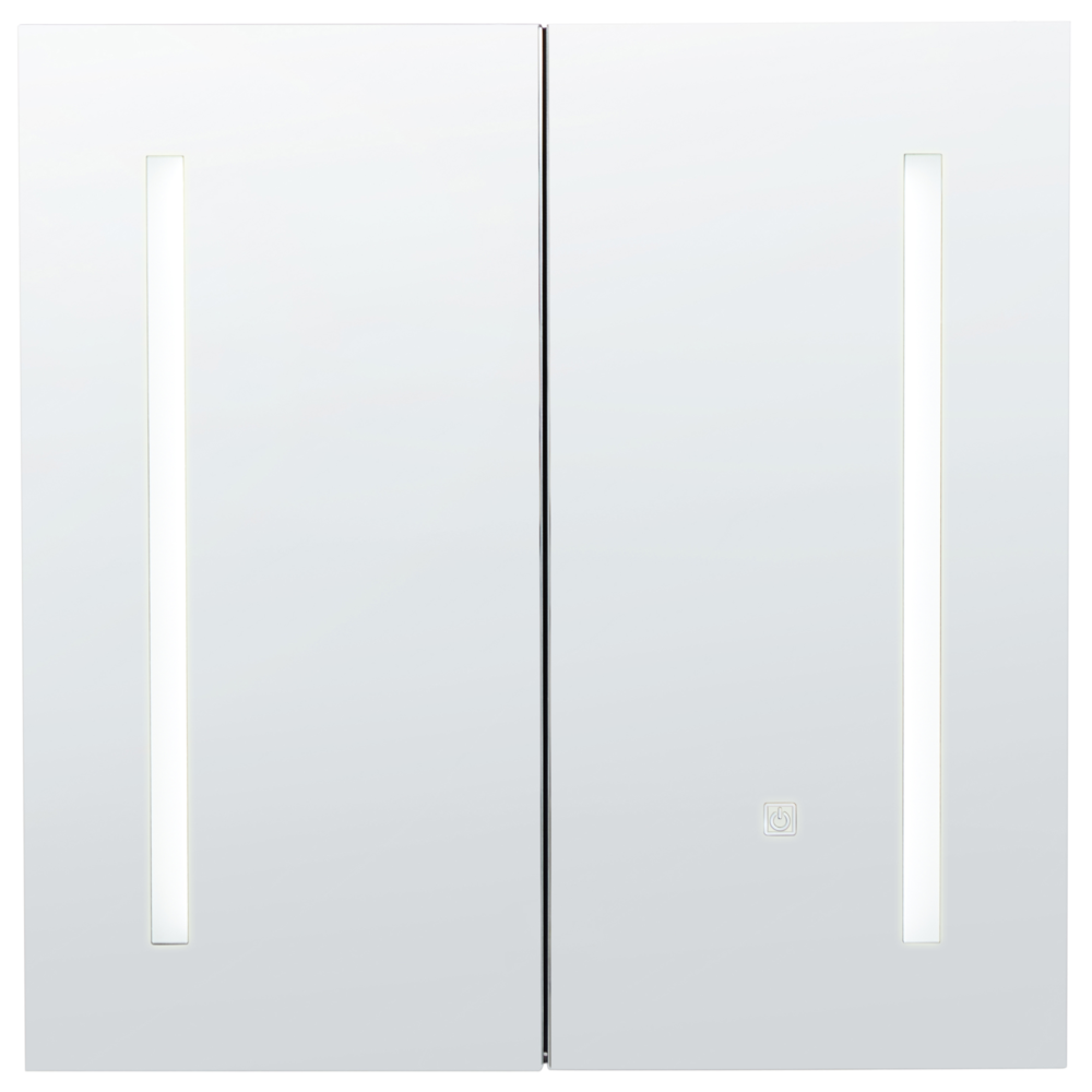 Armadietto da bagno con 2 Ante e specchio con luci LED 60 x 60 cm Armadio pensile stile moderno classico