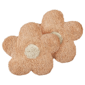 Set di 2 cuscini decorativi per bambini in cotone rosa pesca a forma di fiore, decorativi a tema floreale.