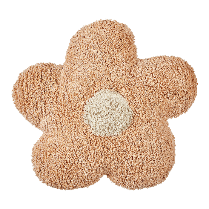 Set di 2 cuscini decorativi per bambini in cotone rosa pesca a forma di fiore, decorativi a tema floreale.