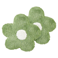 Set di 2 cuscini decorativi per bambini in cotone verde a forma di fiore, decorativi a tema floreale.