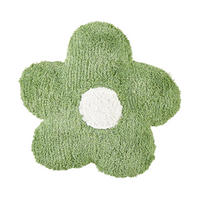 Set di 2 cuscini decorativi per bambini in cotone verde a forma di fiore, decorativi a tema floreale.