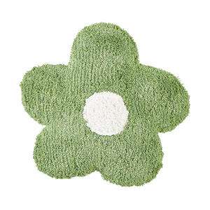 Set di 2 cuscini decorativi per bambini in cotone verde a forma di fiore, decorativi a tema floreale.
