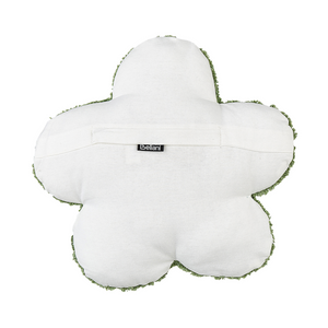 Set di 2 cuscini decorativi per bambini in cotone verde a forma di fiore, decorativi a tema floreale.