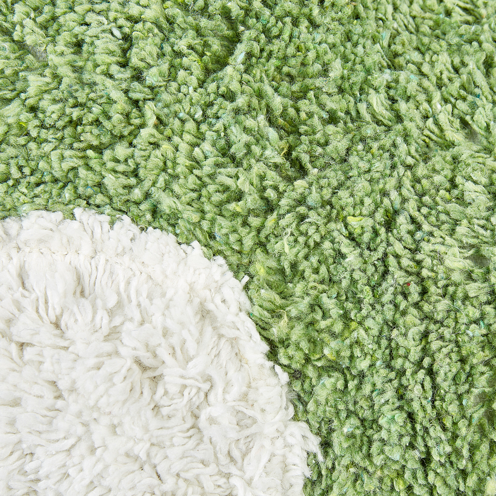 Set di 2 cuscini decorativi per bambini in cotone verde a forma di fiore, decorativi a tema floreale.