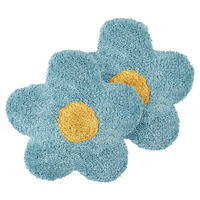 Set di 2 cuscini decorativi per bambini in cotone blu a forma di fiore, decorativi a tema floreale.