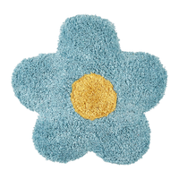 Set di 2 cuscini decorativi per bambini in cotone blu a forma di fiore, decorativi a tema floreale.