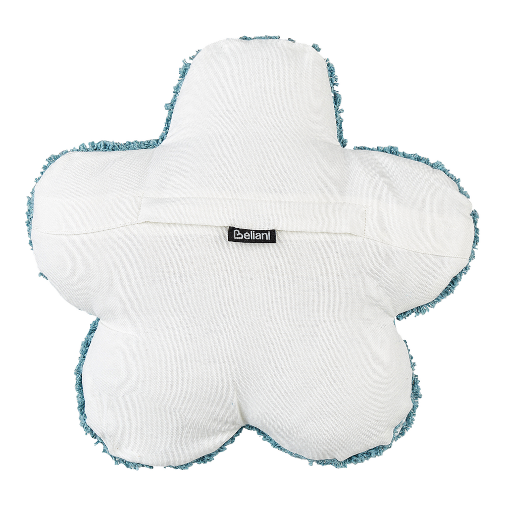 Set di 2 cuscini decorativi per bambini in cotone blu a forma di fiore, decorativi a tema floreale.