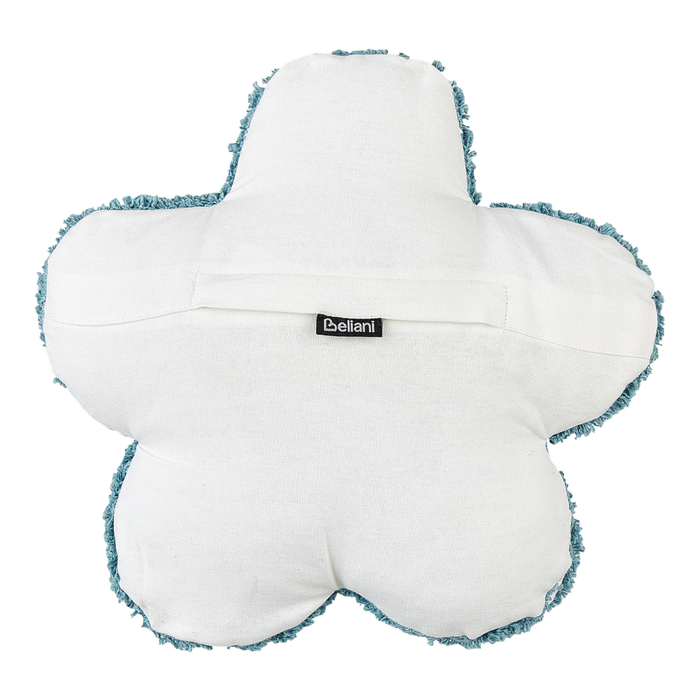 Set di 2 cuscini decorativi per bambini in cotone blu a forma di fiore, decorativi a tema floreale.