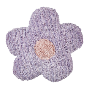 Set di 2 cuscini decorativi per bambini in cotone viola a forma di fiore, decorativi a tema floreale.
