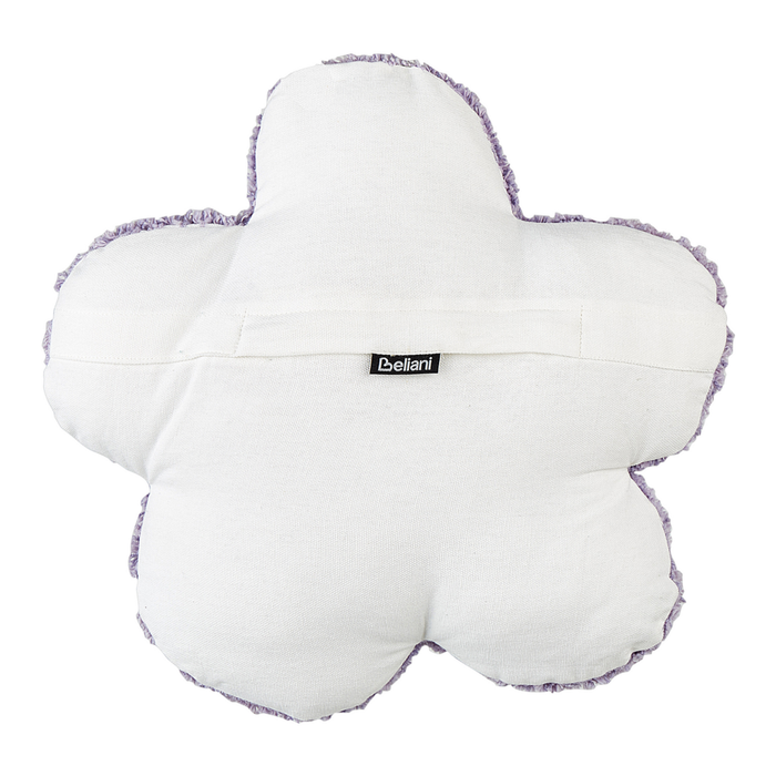 Set di 2 cuscini decorativi per bambini in cotone viola a forma di fiore, decorativi a tema floreale.