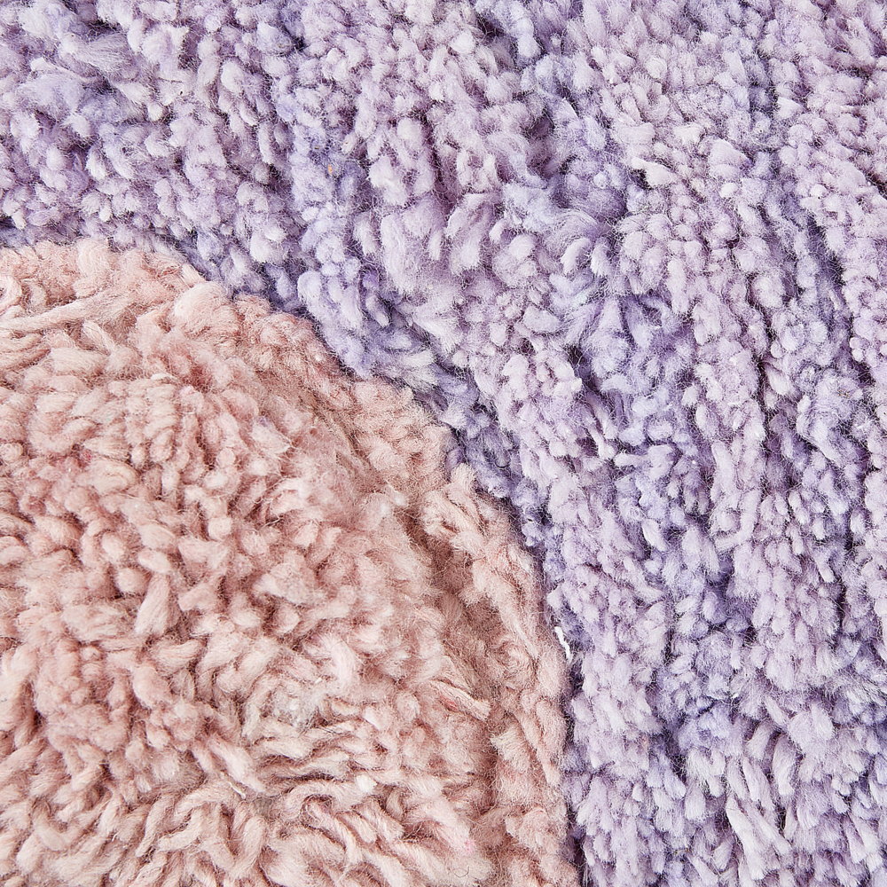 Set di 2 cuscini decorativi per bambini in cotone viola a forma di fiore, decorativi a tema floreale.