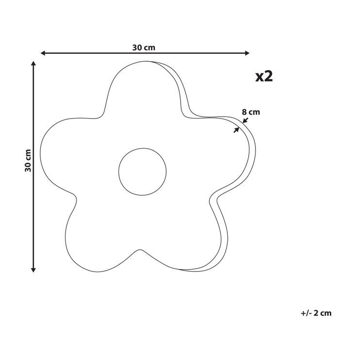 Set di 2 cuscini decorativi per bambini in cotone viola a forma di fiore, decorativi a tema floreale.