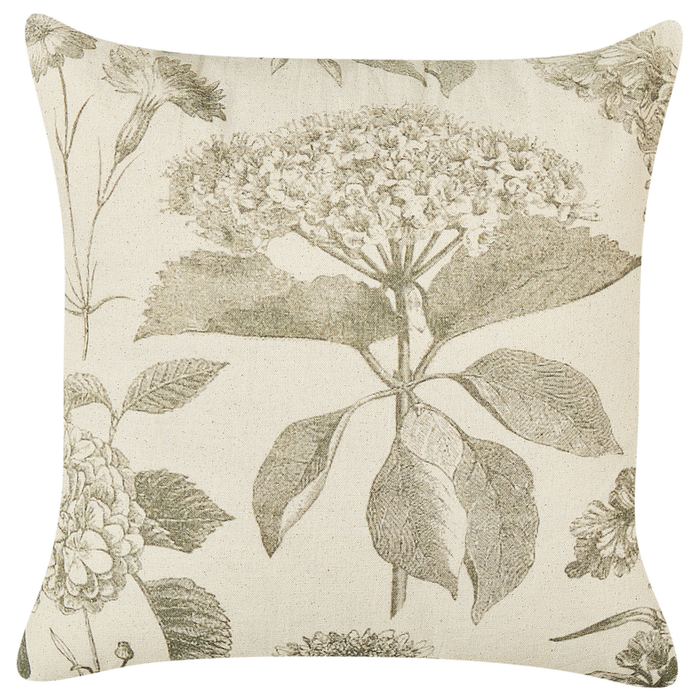 Set di 2 cuscini in cotone beige e verde  fatti a mano con stampa floreale 45 x 45 cm motivo con fiori elegante