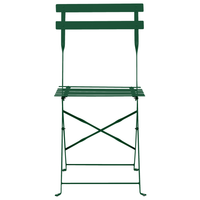 Set da bistrot 3 pezzi verde scuro in metallo pieghevole con schienale a doghe per esterni