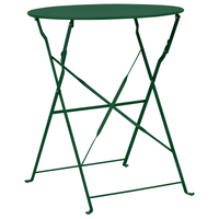 Set da bistrot 3 pezzi verde scuro in metallo pieghevole con schienale a doghe per esterni