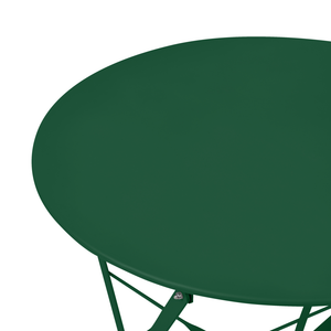 Set da bistrot 3 pezzi verde scuro in metallo pieghevole con schienale a doghe per esterni