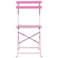 Set da bistrot 3 pezzi rosa in metallo pieghevole con schienale a doghe per esterni