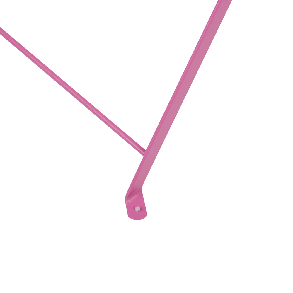 Set da bistrot 3 pezzi rosa in metallo pieghevole con schienale a doghe per esterni