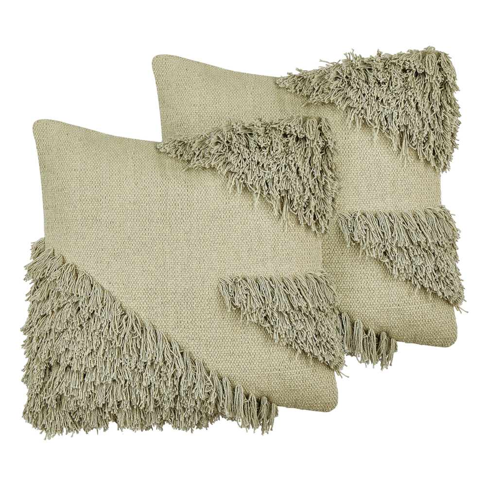 Set di 2 cuscini in cotone verde 45 x 45 cm Cuscini decorativi con imbottitura morbida Accessori Soggiorno Camera da letto