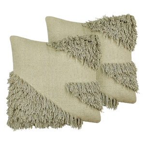 Set di 2 cuscini in cotone verde 45 x 45 cm Cuscini decorativi con imbottitura morbida Accessori Soggiorno Camera da letto