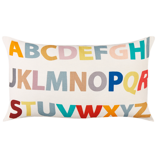 Set di 2 cuscini decorativi per bambini in cotone multicolore 45 x 45 cm con motivo alfabetico Accessorio per la cameretta dei bambini