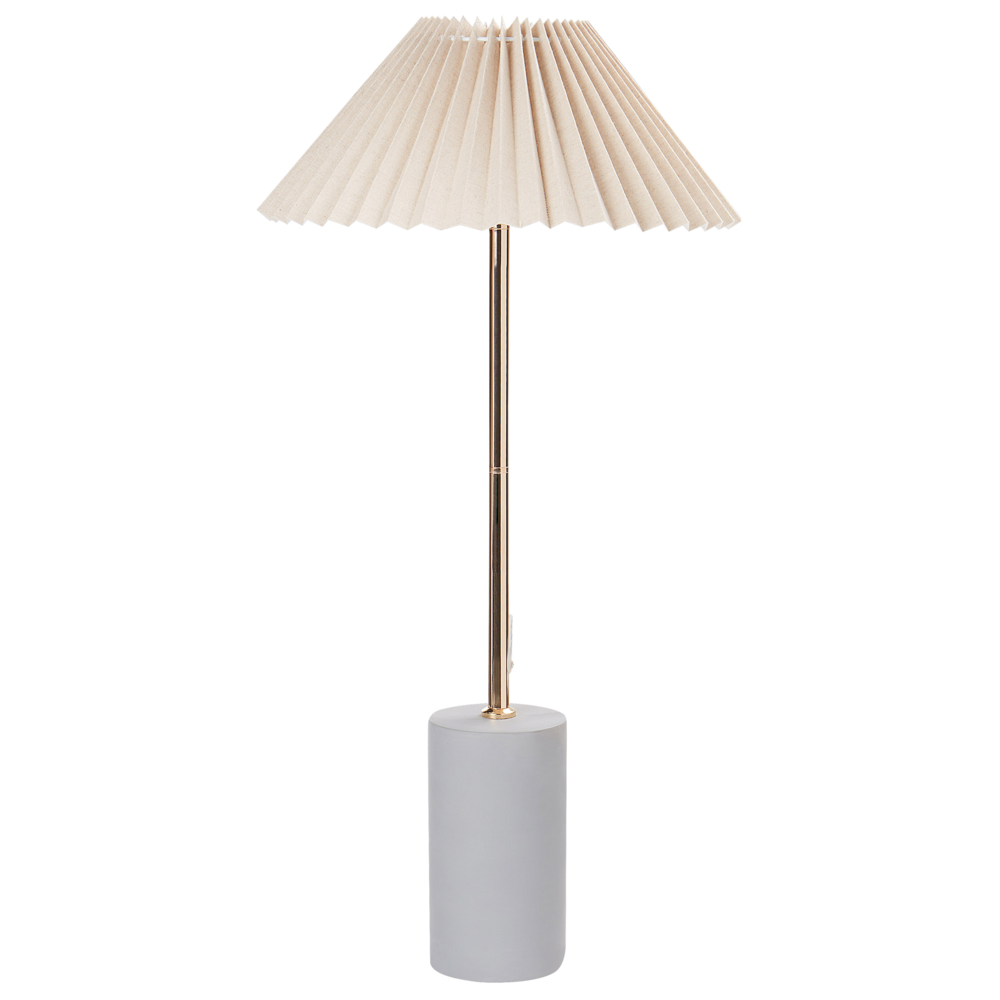 Lampada da comodino con paralume in lino beige Base in metallo e cemento 68 cm Stile moderno Soggiorno Camera da letto