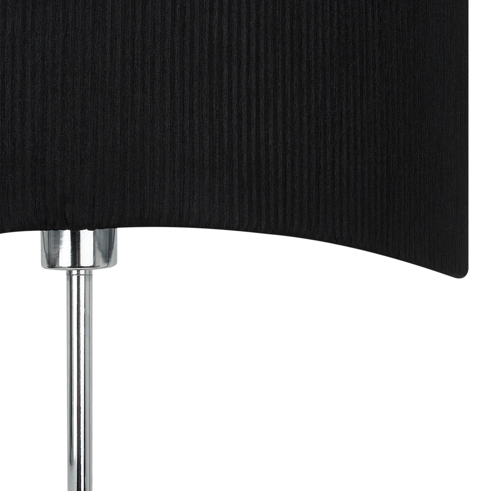 Lampada da terra in metallo con paralume in finta seta argento e nero stile moderno contemporaneo