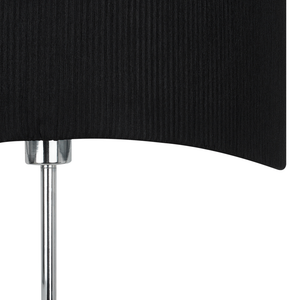 Lampada da terra in metallo con paralume in finta seta argento e nero stile moderno contemporaneo