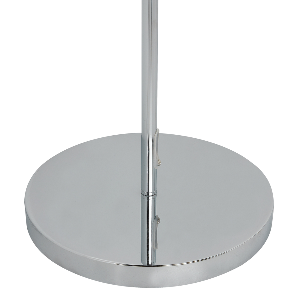 Lampada da terra in metallo con paralume in finta seta argento e nero stile moderno contemporaneo