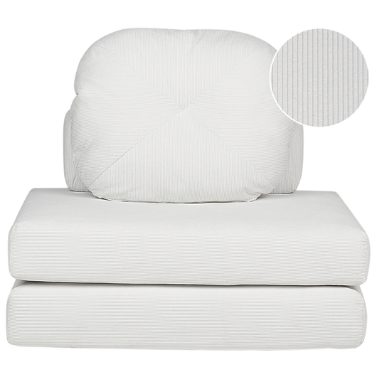 Divano pieghevole e trasformabile in letto in velluto a coste bianco sporco stile moderno soggiorno