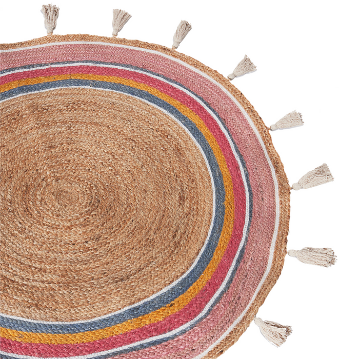 Tappeto per bambini in iuta multicolore ø 120 cm rotondo cameretta camera da letto